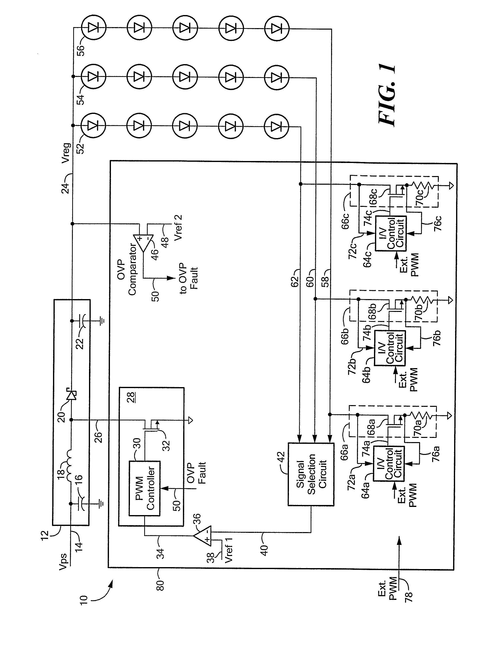 Electronic circuit for driving a diode load with a predetermined average current