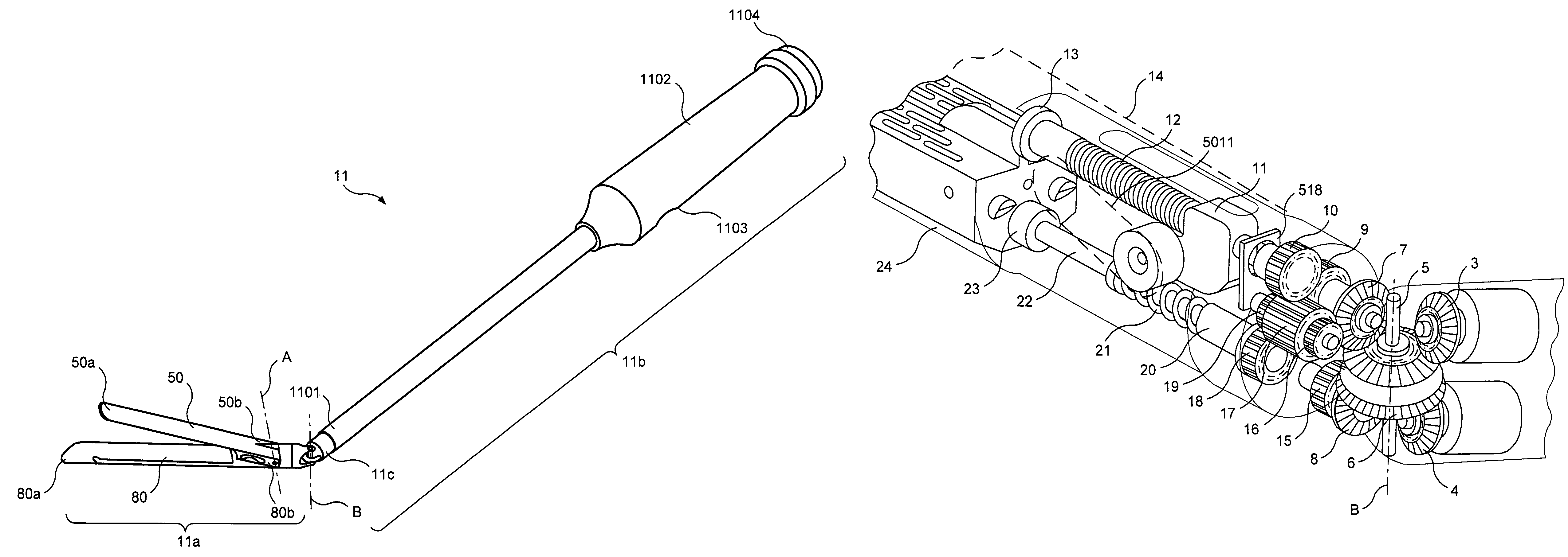Surgical device having a rotatable jaw portion