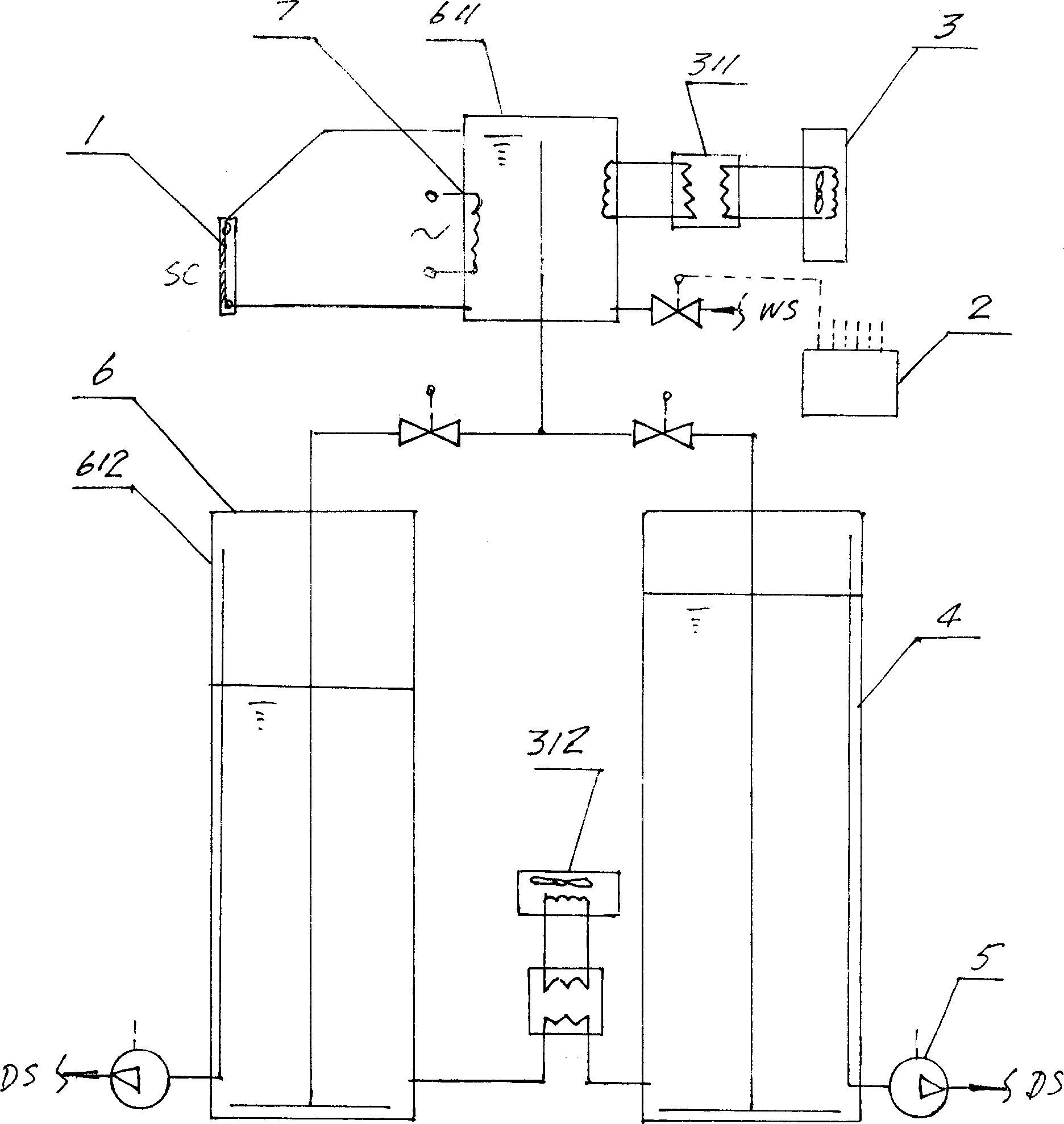 Solar, heat-pump composite, stepped-heating type energy-storage hot-water making method and special device