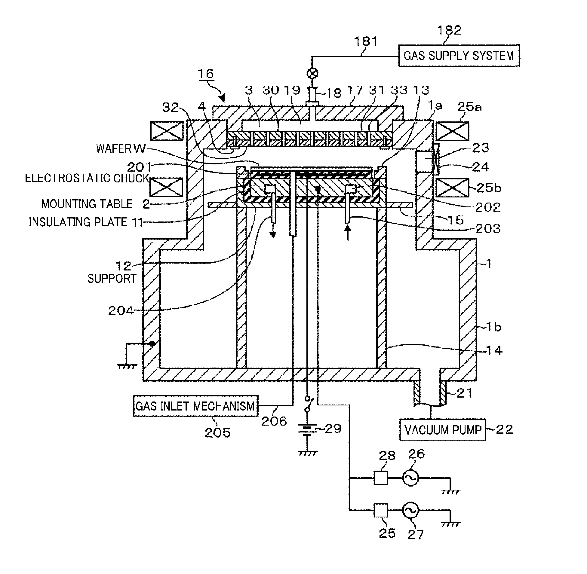 Gas shower structure and substrate processing apparatus
