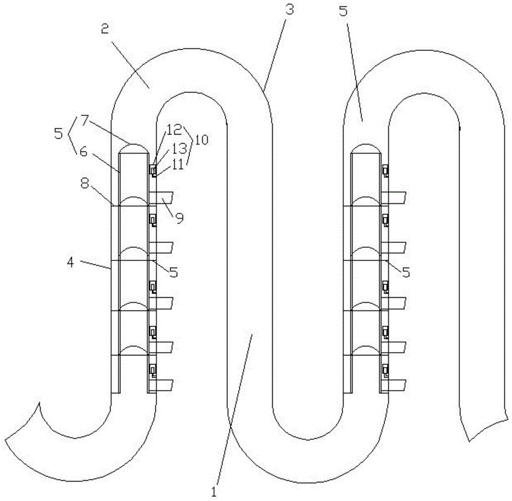 Sewage treatment pipeline with filter devices