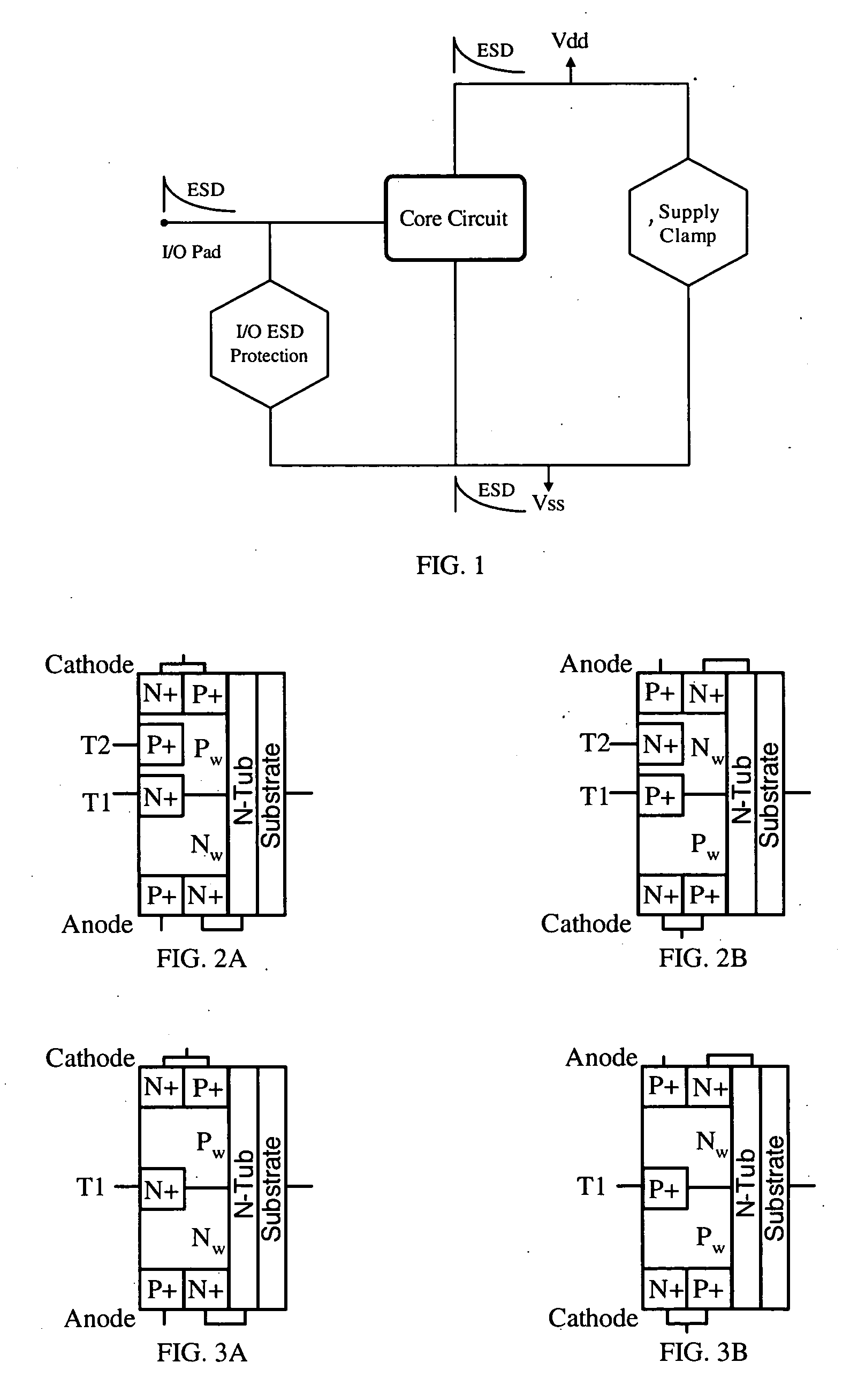 Electrostatic discharge protection device for digital circuits and for applications with input/output bipolar voltage much higher than the core circuit power supply