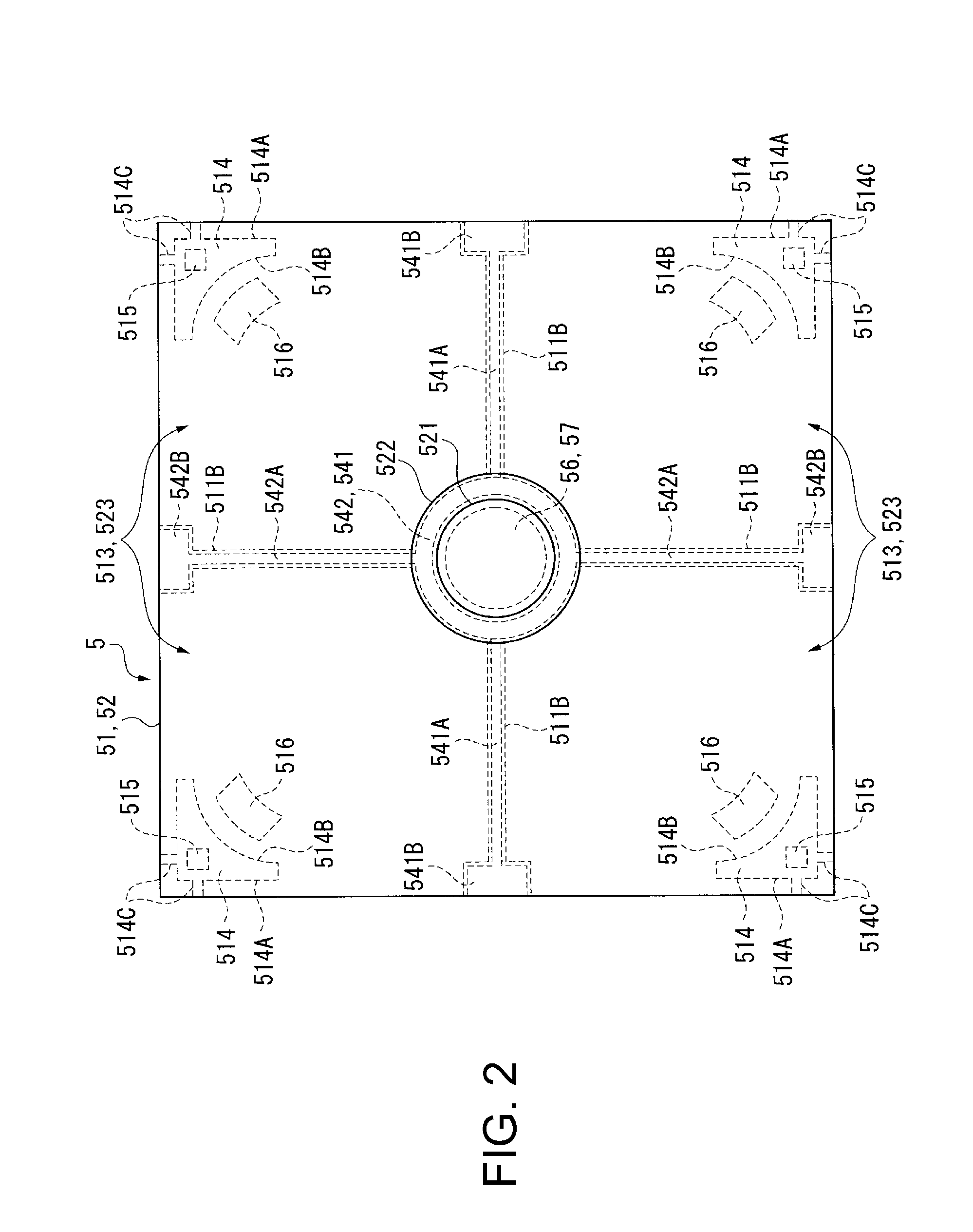Interference filter having adhesive and warp reduction grooves