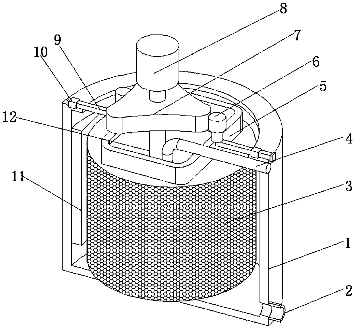 Sewage treatment device for collecting hair based on cam circulating oscillation