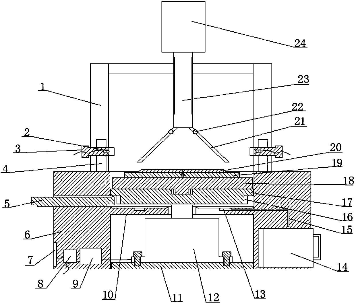 Valve seat grinding table with liquid collecting structure