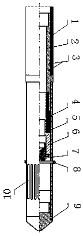Velocity string sand-preventing-type plugging tool and using method thereof