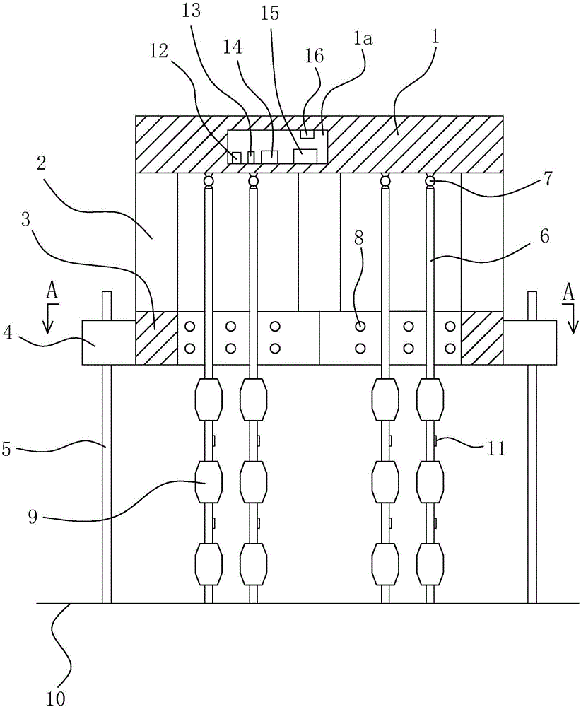 Deep water tension leg platform device and real-time monitoring method of vertical pipe thereof