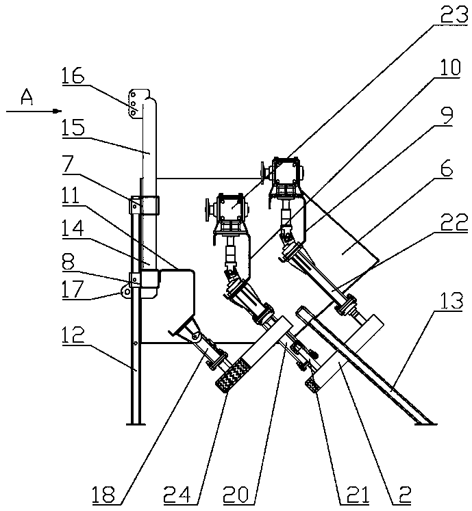 Staggered type stalk drawing machine