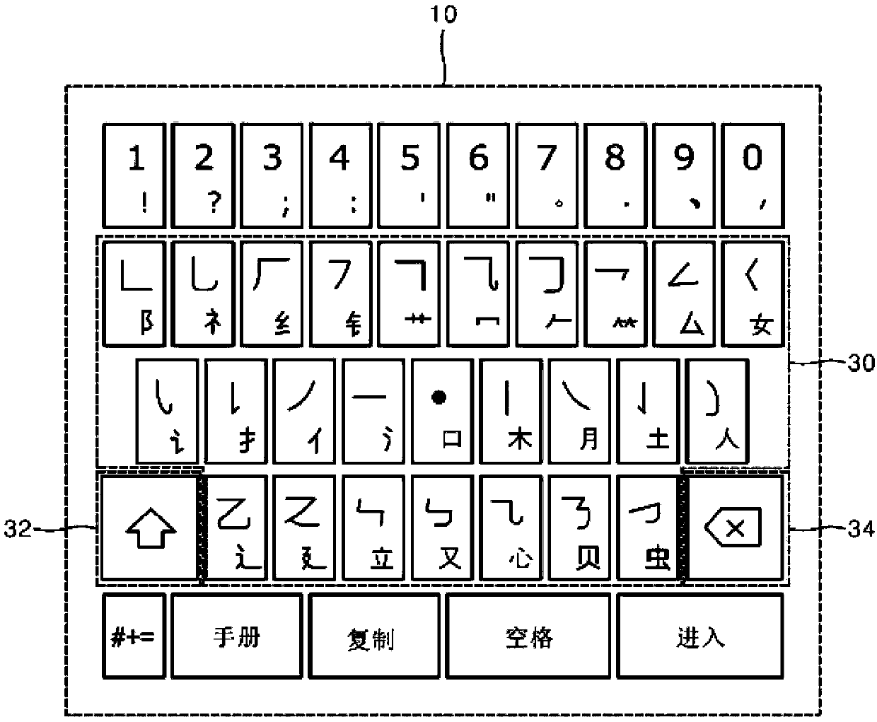 Keyboard for typing chinese character