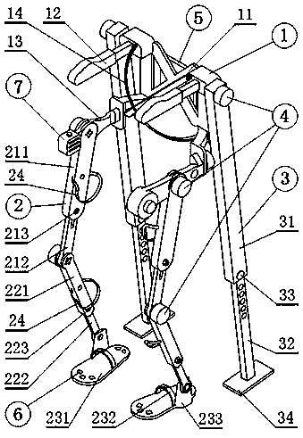 Power-assisted walking device with auxiliary lower limbs