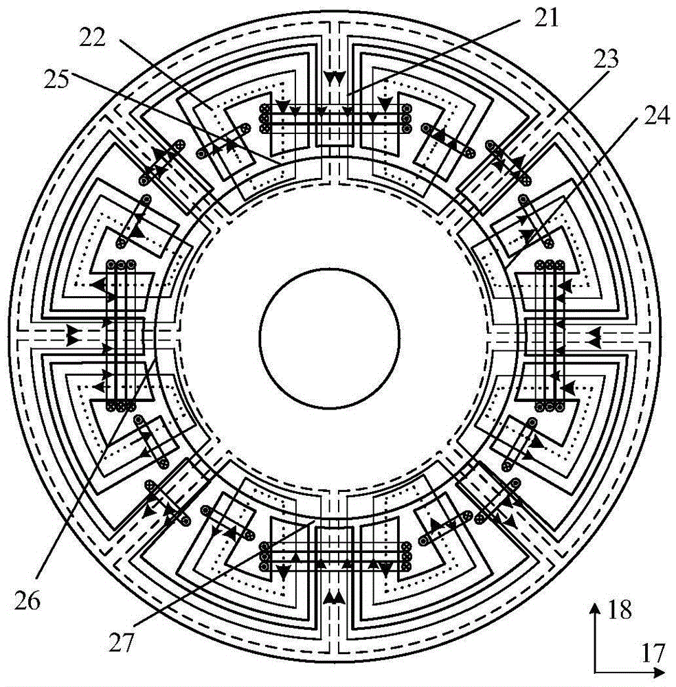 Taper magnetic bearing switched reluctance motor and control method thereof