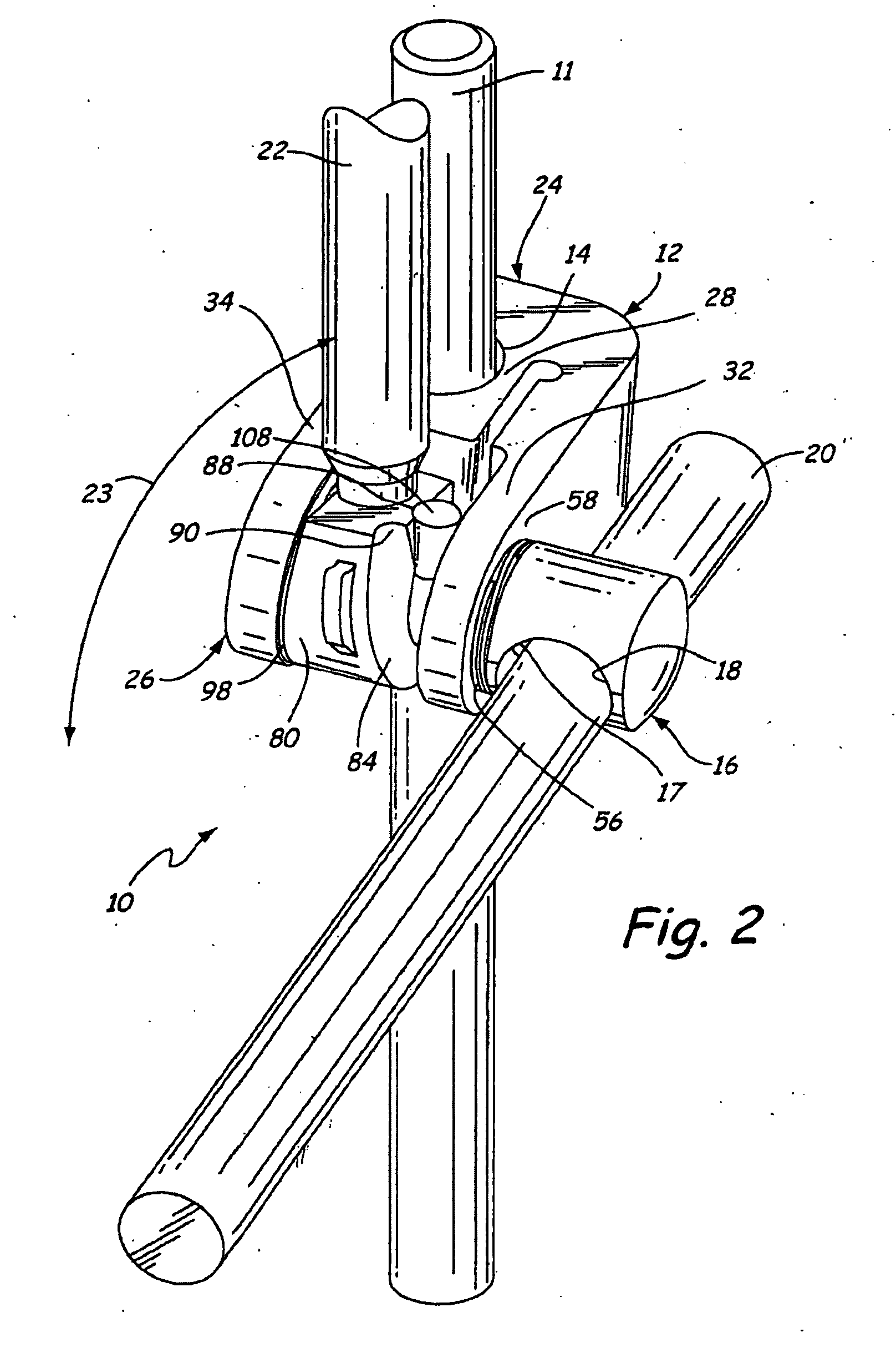 Low profile, handle-in-between surgical scissors clamp