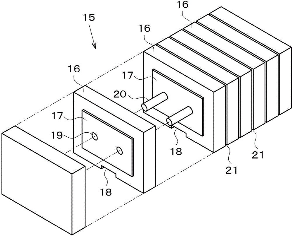 Resin forming device with air-exhaust insert