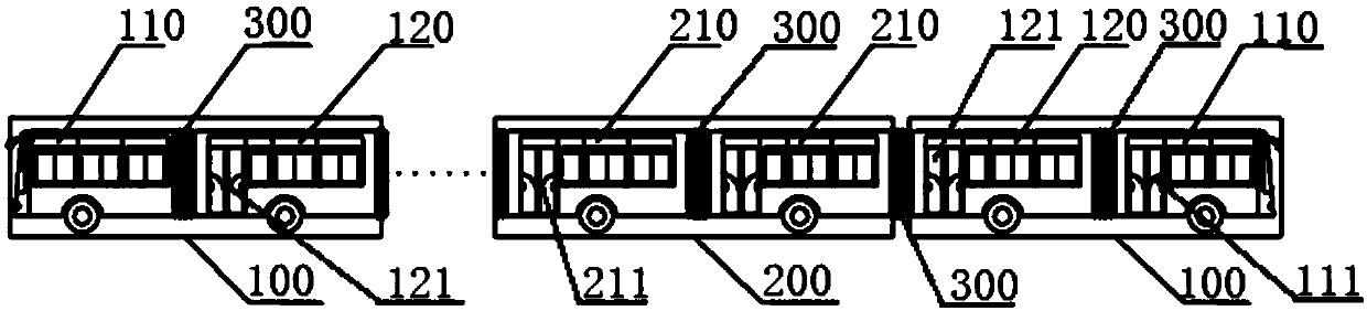 Trackless highway train structure and two-way driving method thereof