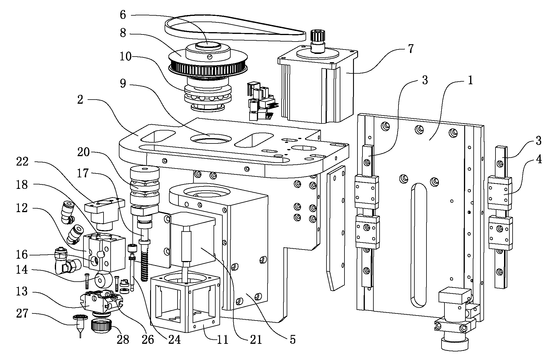 Head part mechanism of glue dispenser