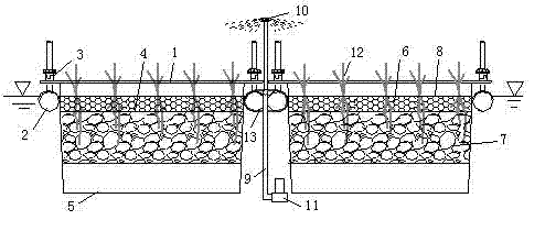Suspended combined ecological filter bed and method for remediation of eutrophicated water