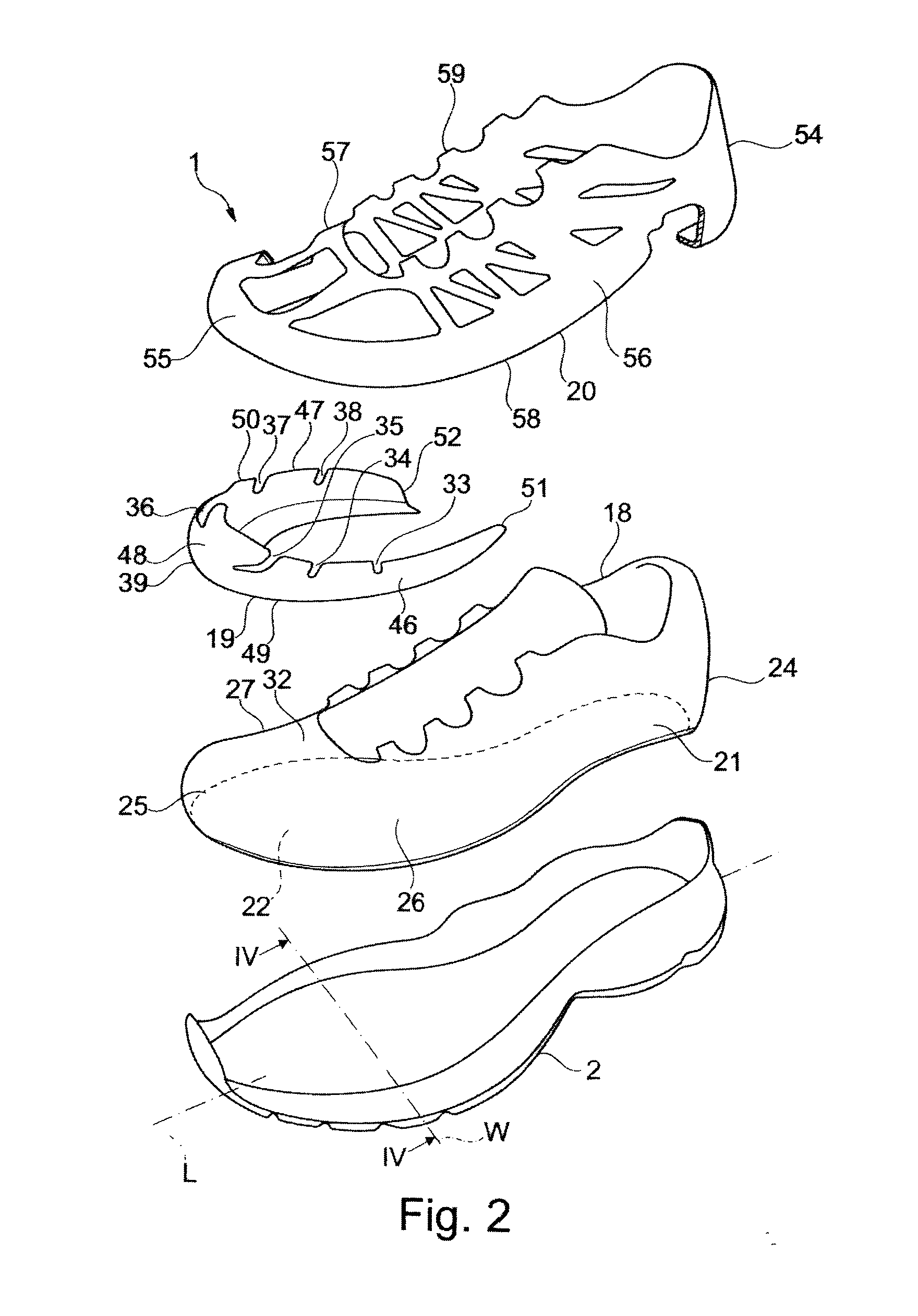 Shoe with improved structure