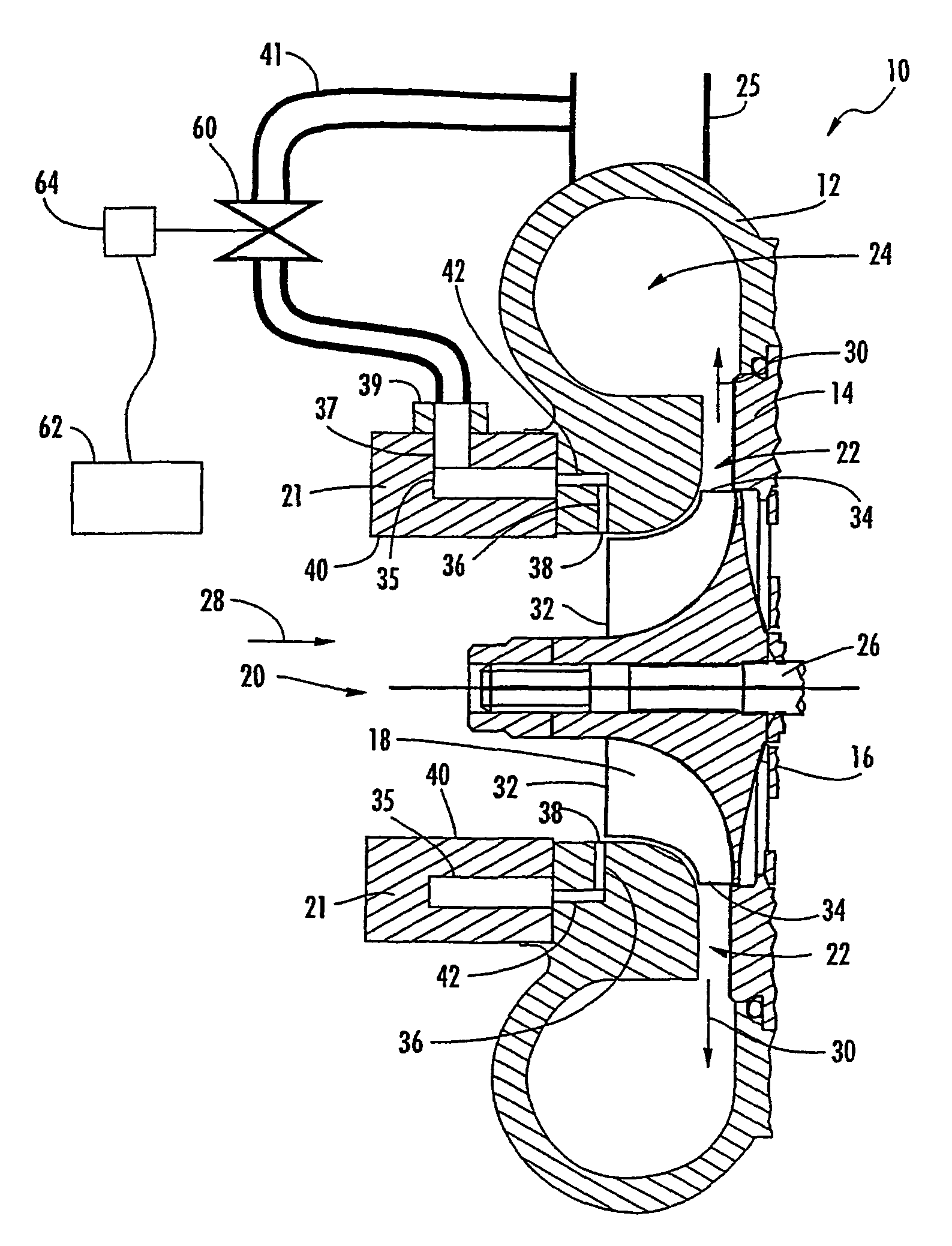 Compressor with controllable recirculation and method therefor