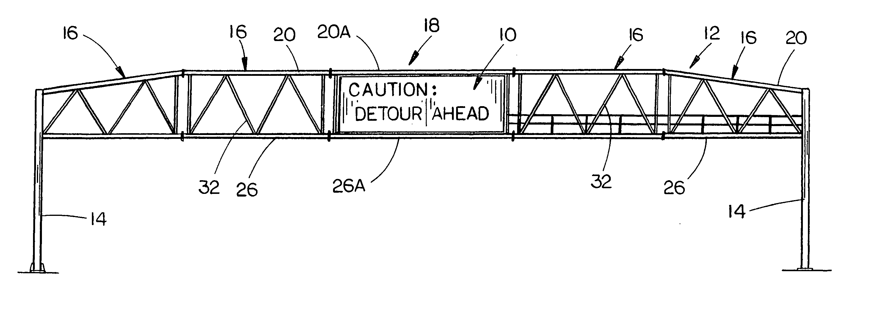 Support truss for a messaging sign