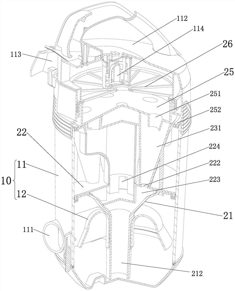 Gas and dust separation device and vacuum cleaner