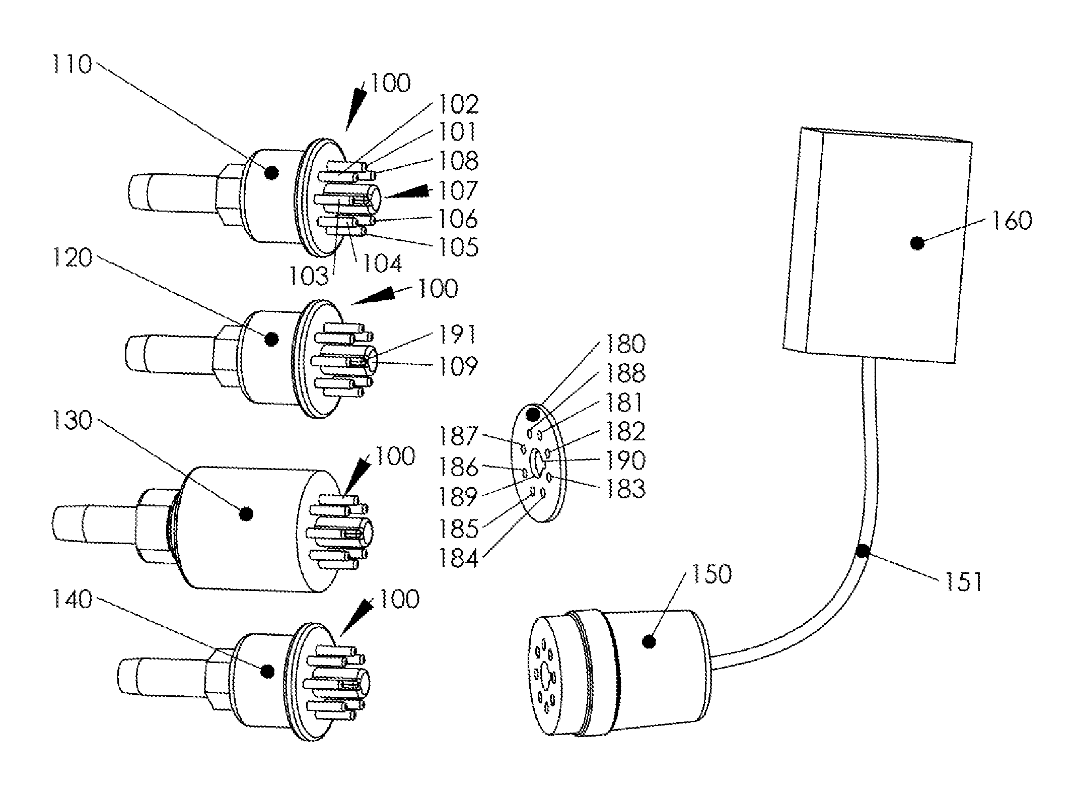 Vacuum measuring device with interchangeable sensors