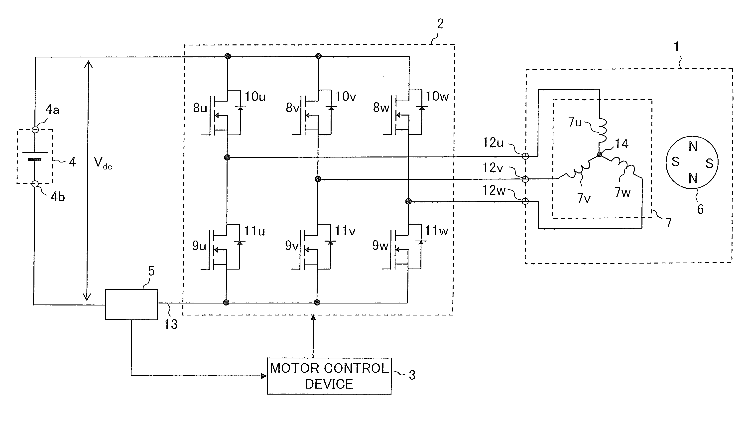 Motor control device, motor drive system and inverter control device