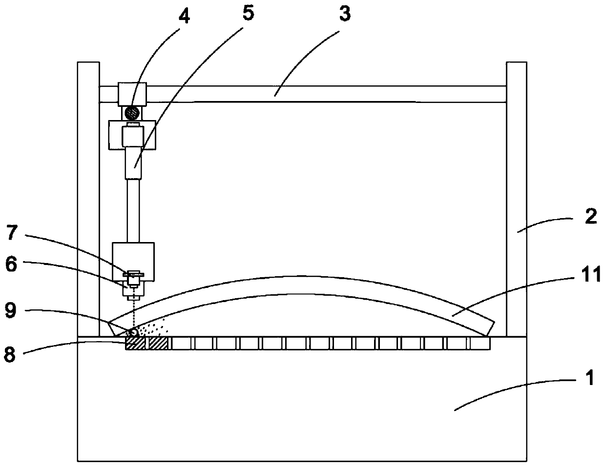 Laser engraving device and engraving method of curved glass