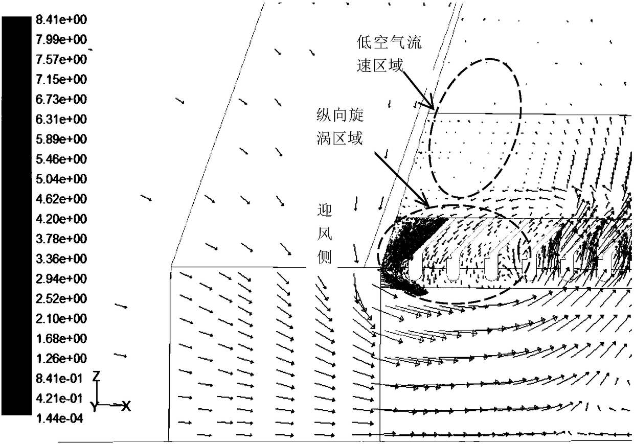 Longitudinal-vortex-removing padding and high-position water receiving cooling tower