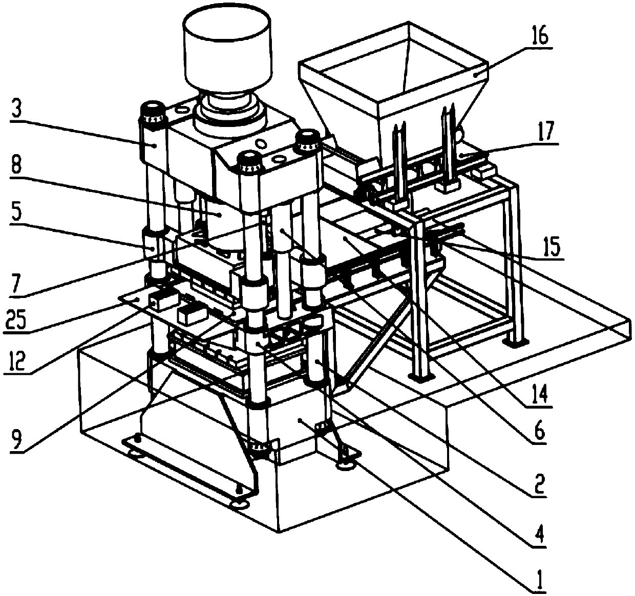 Lego hollow brick forming machine and production method