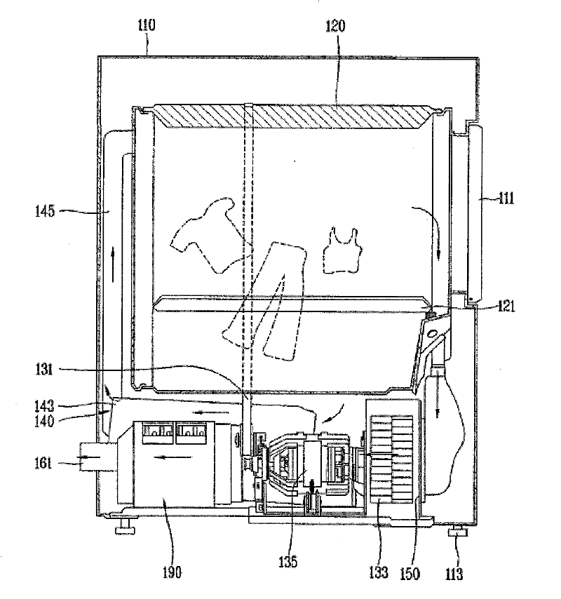 Water level detecting device and method for dryer