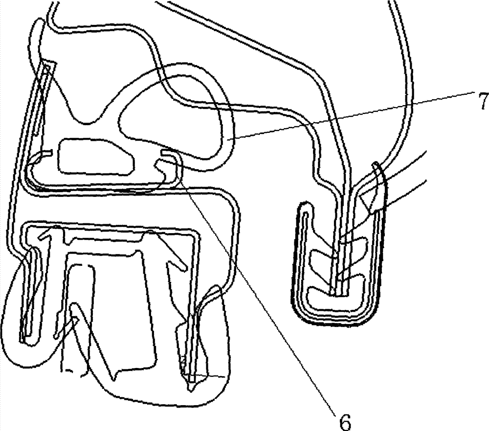 Method and device for fastening joint corner position of sealing strip of front door of automobile