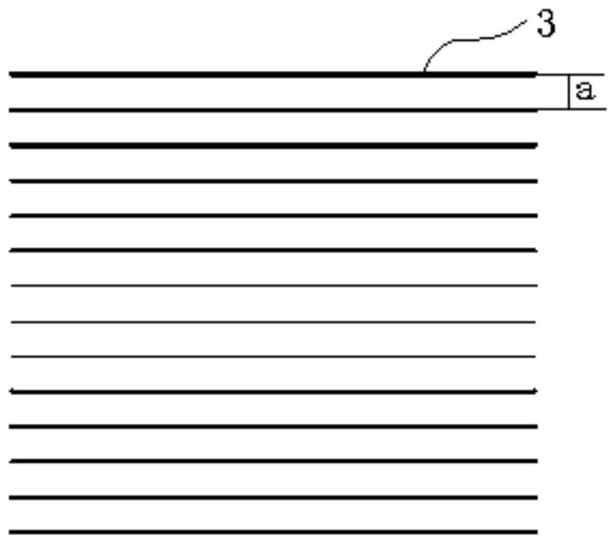 Battery piece with non-uniformly distributed grid lines