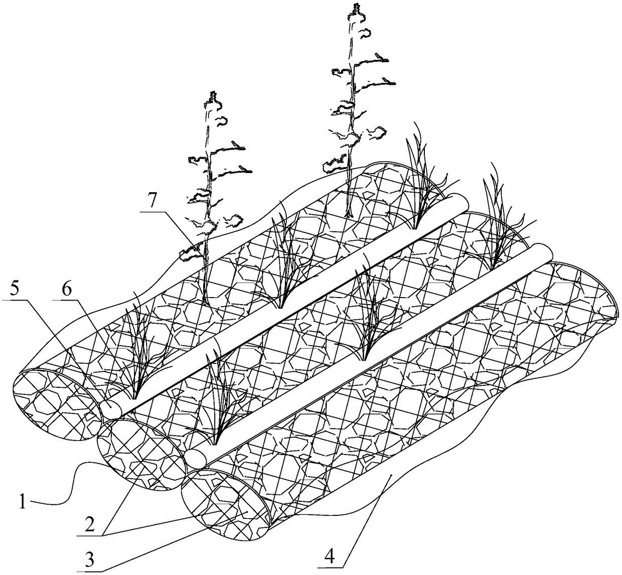Self-floating ecologic landscape floating bed and building method thereof