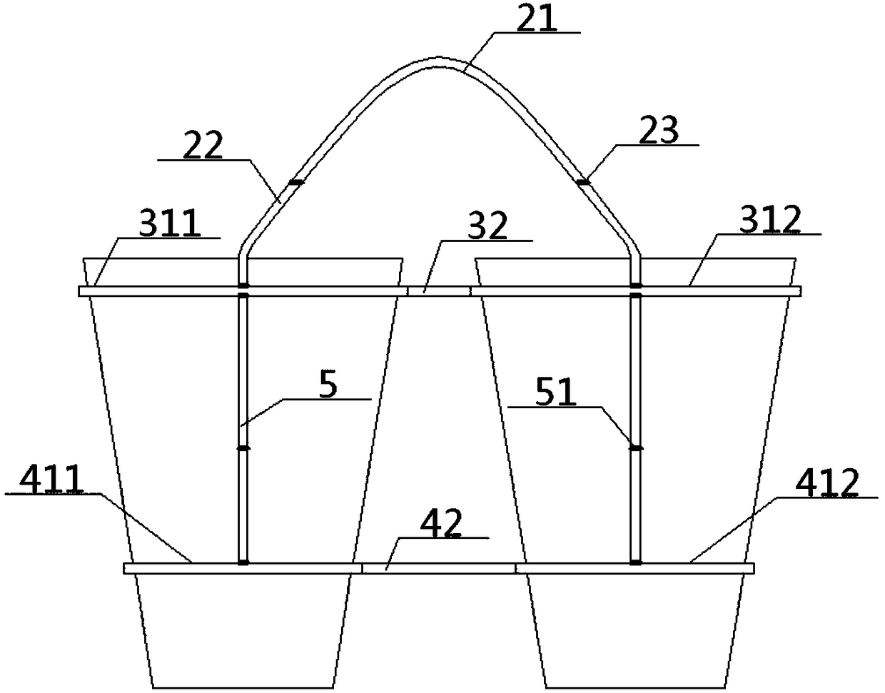 Lifting frame of water cup