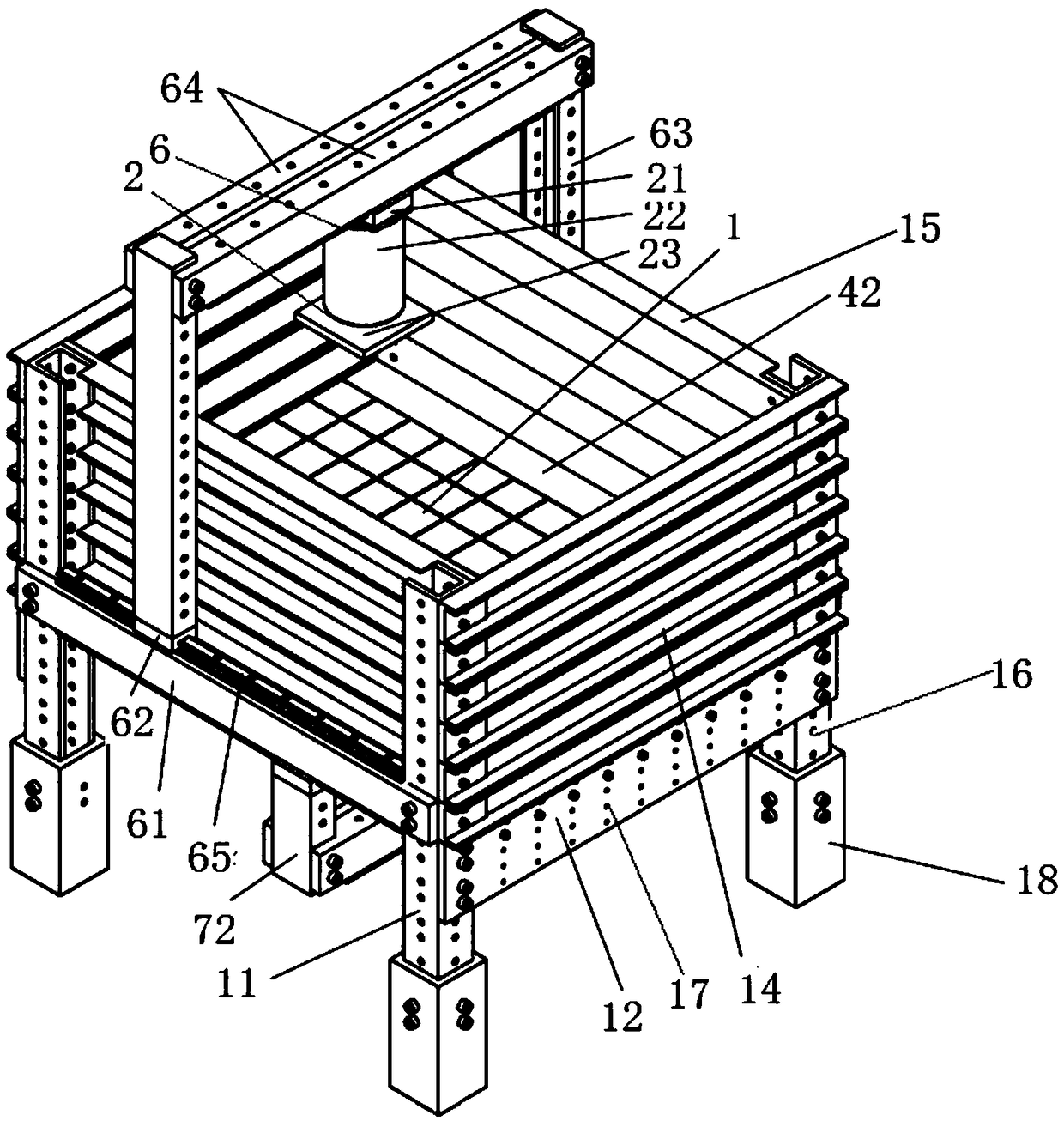 Three-dimensional simulation test device for surface movement in underground coal mining and test method