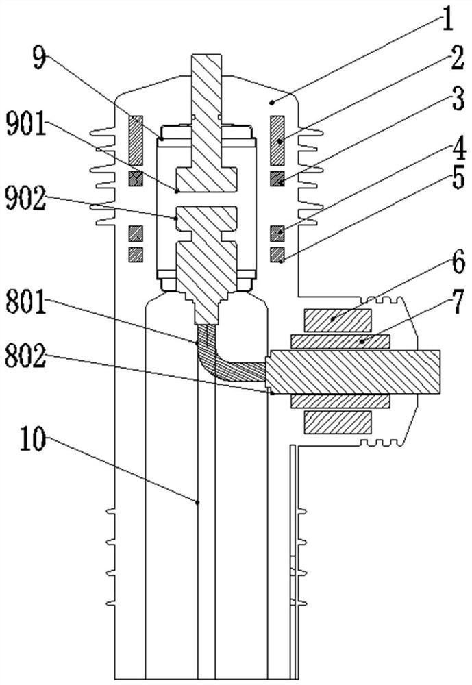 Solid-sealed polar pole of annular capacitor