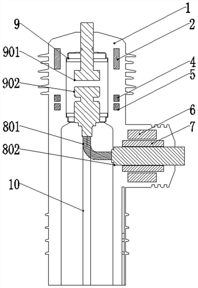 Solid-sealed polar pole of annular capacitor