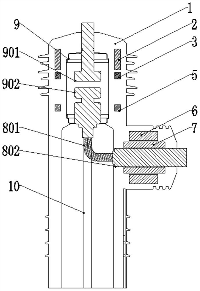 Solid-sealed polar pole of annular capacitor