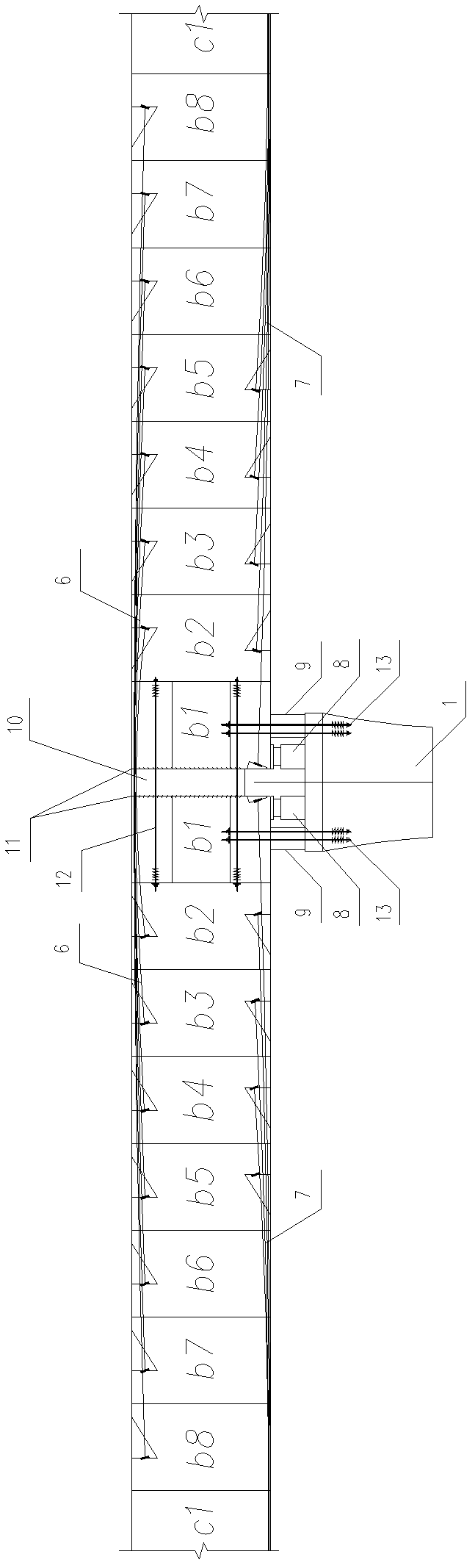 Construction method for non-cantilever sections of sidespans of multiplex continuous beam or steel-constructed beam