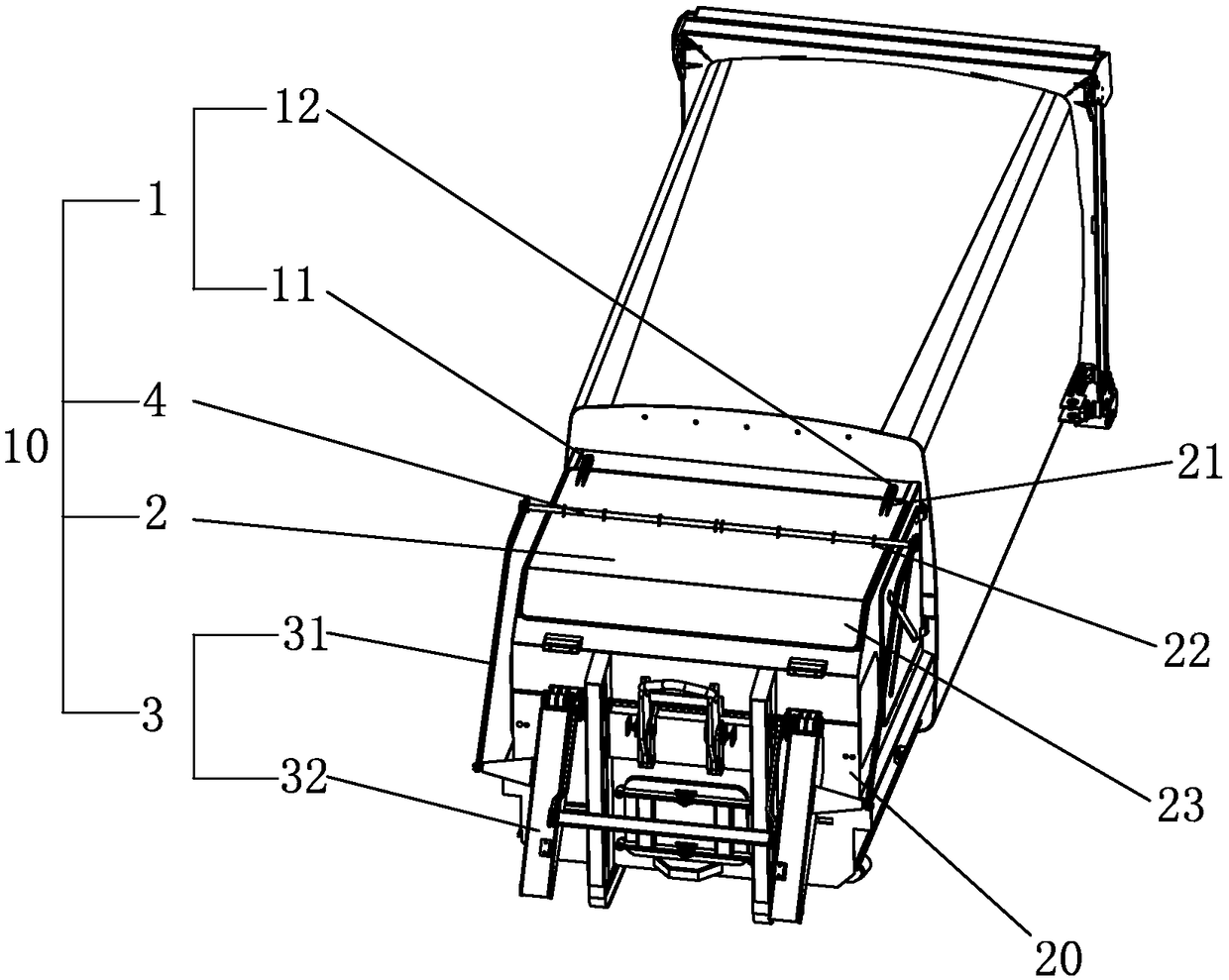 Door opening mechanism of waste compaction box