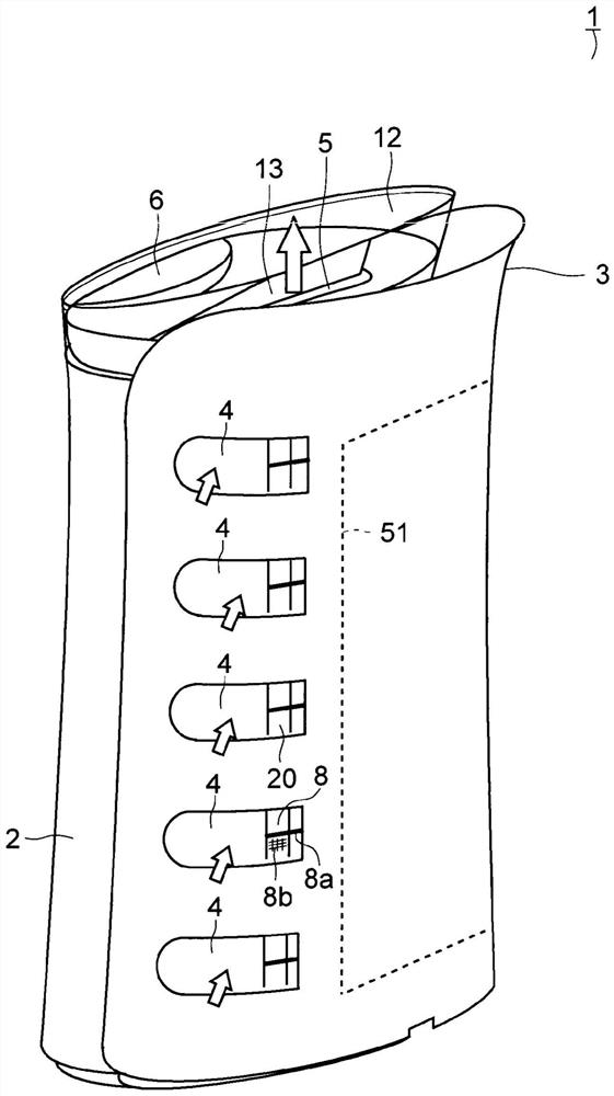 Air supply device and method for catching insects