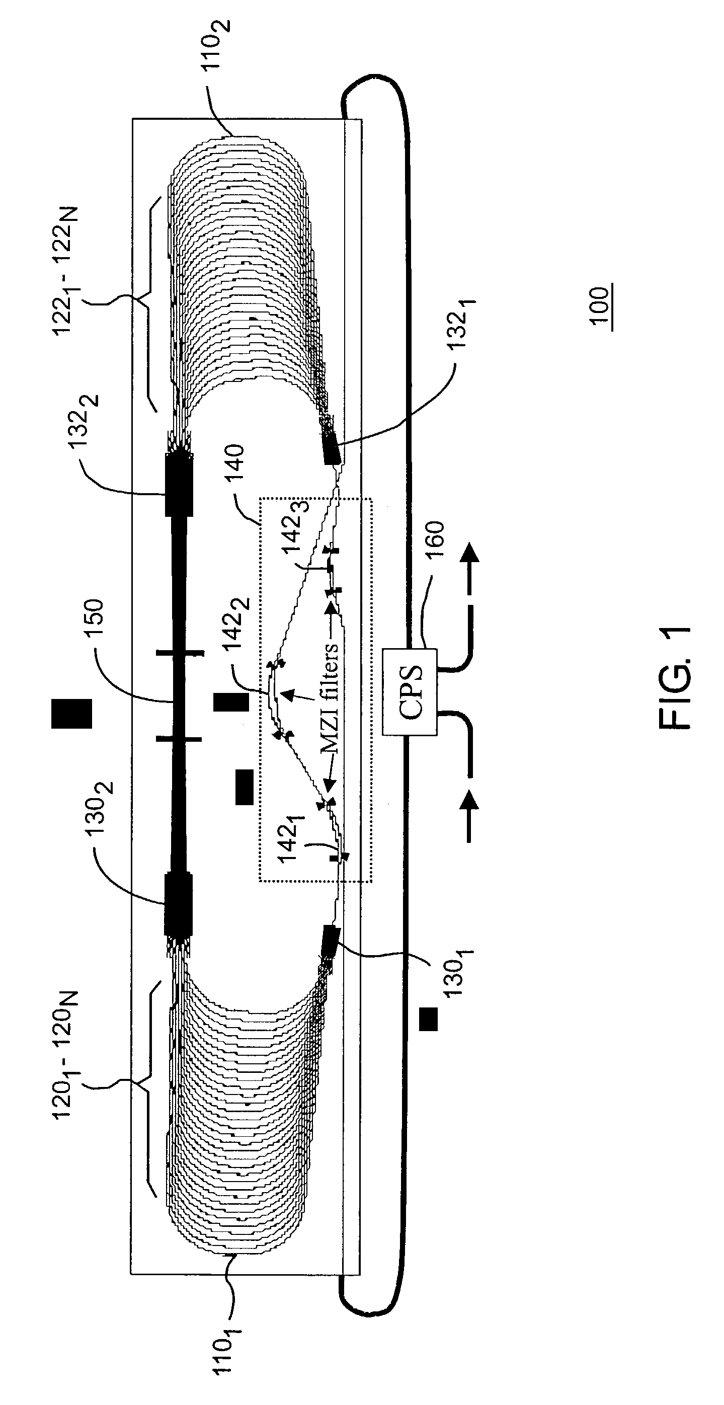 Multichannel integrated tunable thermo-optic lens and dispersion compensator