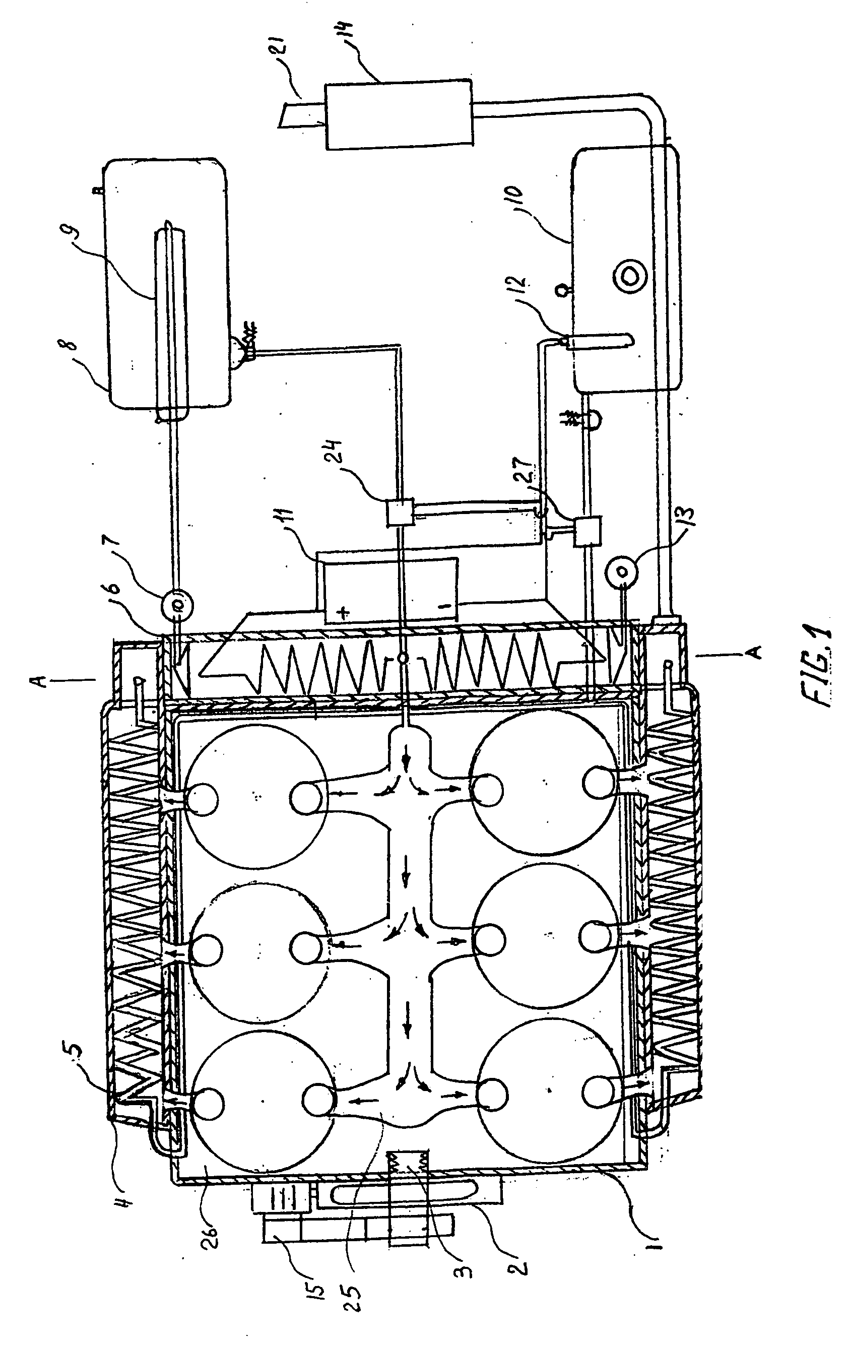 Hydrogen and oxygen production and accumulating apparatus including an internal combustion engine and method