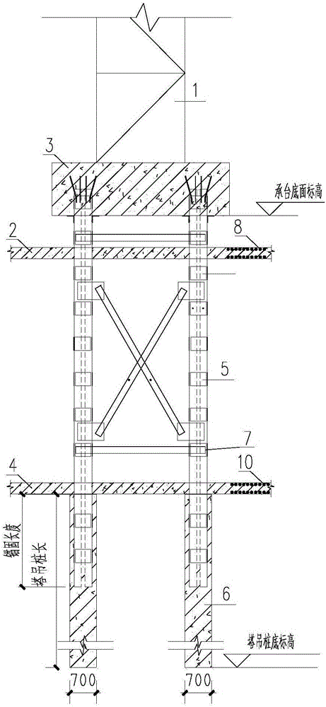 Construction method of steel latticework column tower crane foundation for underground garage without reserving construction joints