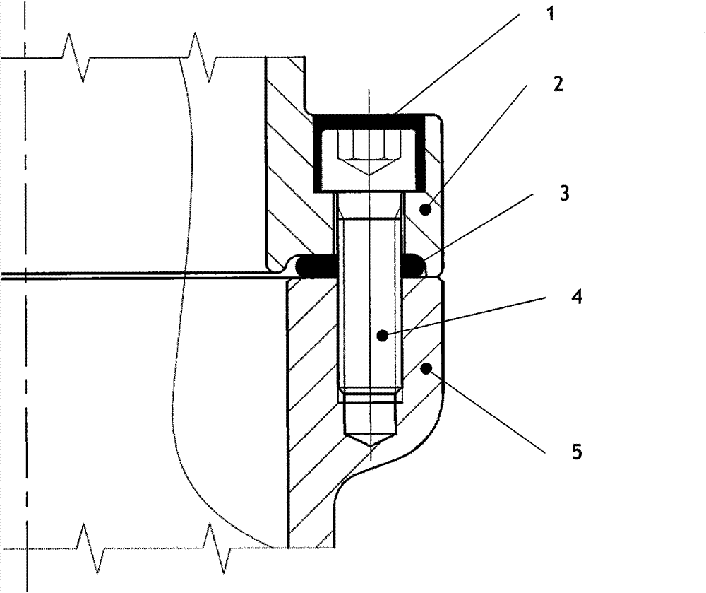 Sealing and connecting structure of flange