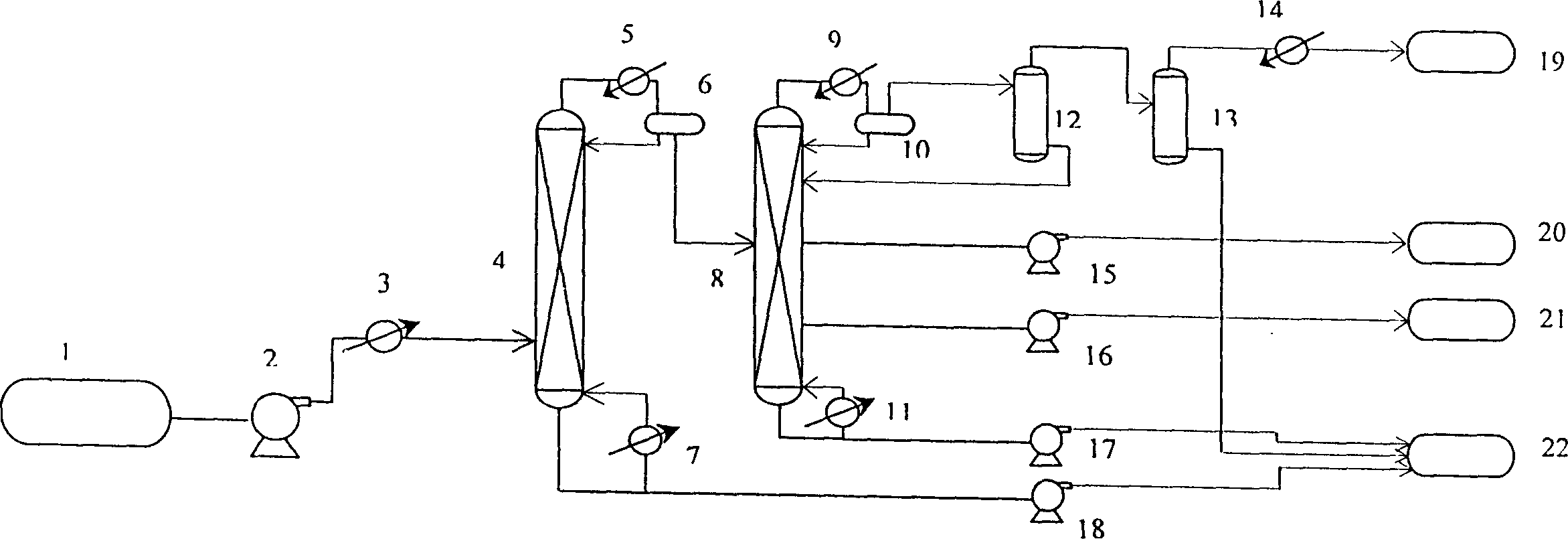 Method for making low-alcohol or alcohol-less raw juice fermented alcohol drink by low-temperature two-tower rectification method