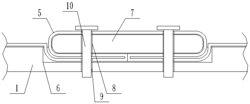 Connecting structure for flexible vertical assembly partition wall lock catch and waterproof layer