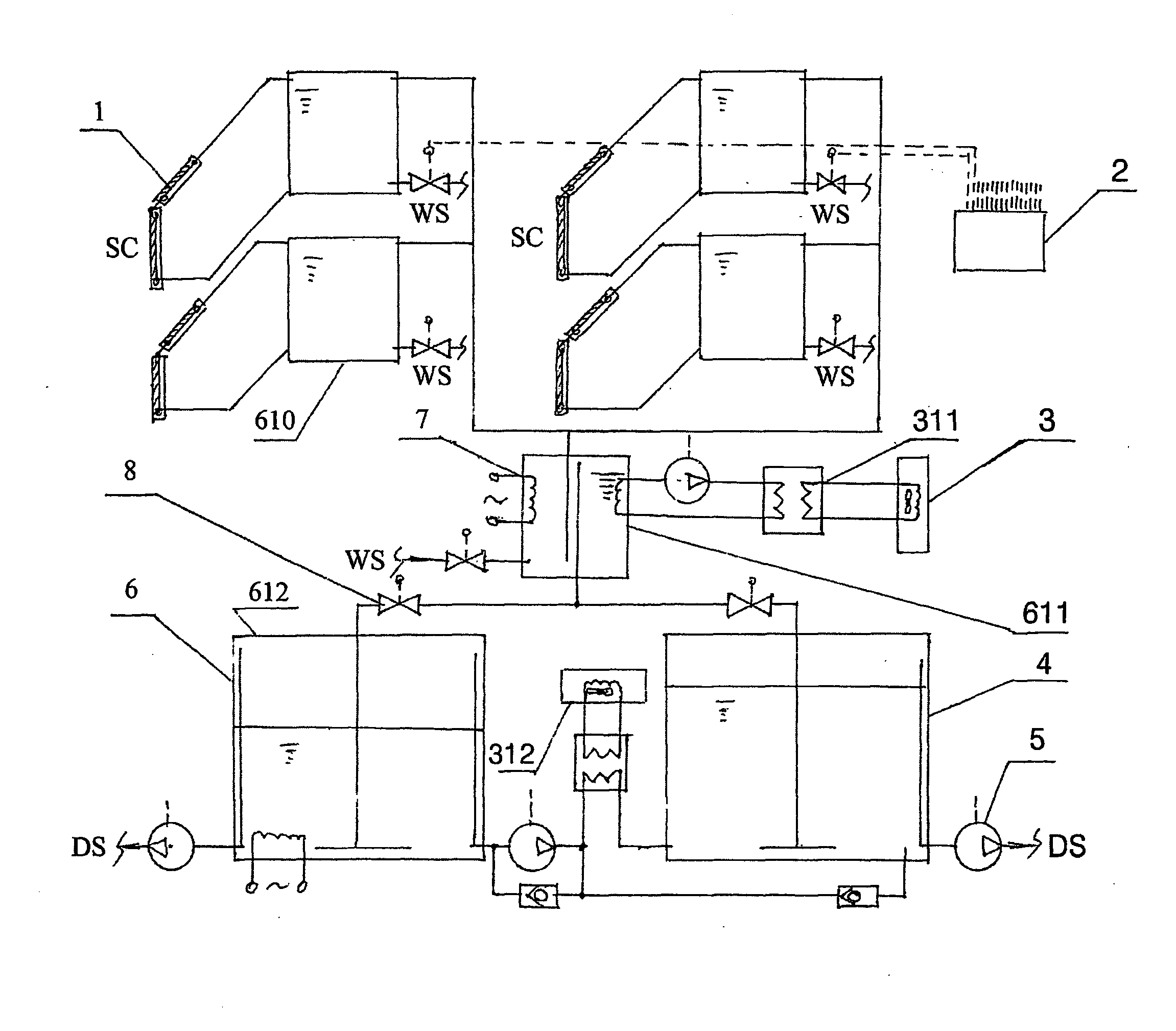 Method for Producing Hot Water Utilizing Combined Heat Resources of Solar Energy and Heat Pump in the Manner of Heating Water at Multilpe Stages and Accumulating Energy and a Device Especially for Carrying Out the Method