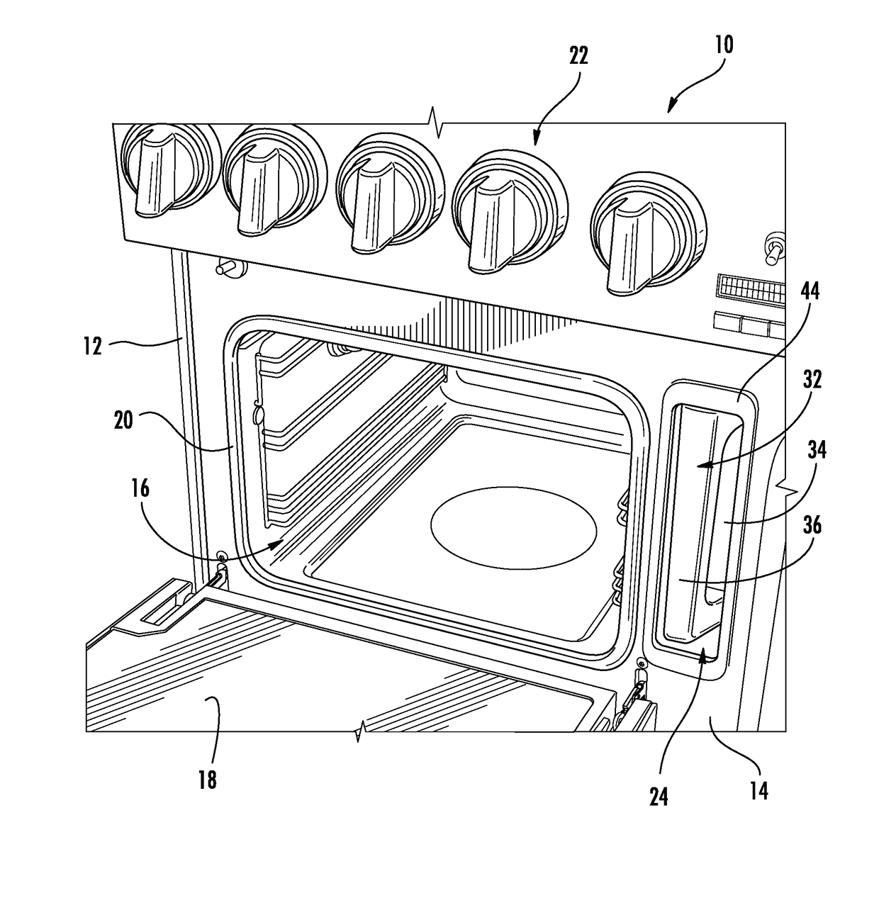 Home appliance with recessed water vessel housing