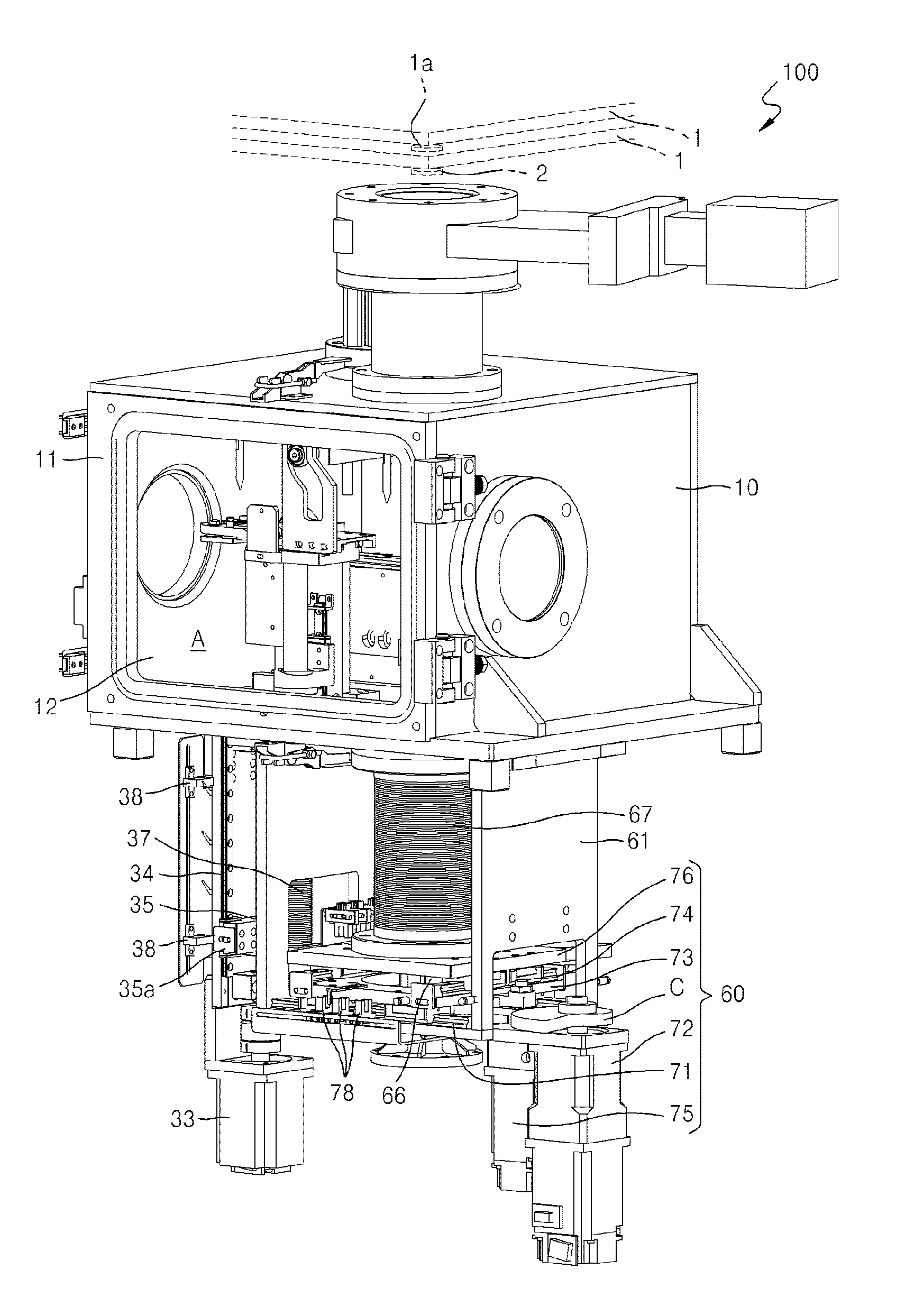 Sealing apparatus for vacuum window manufacturing equipment